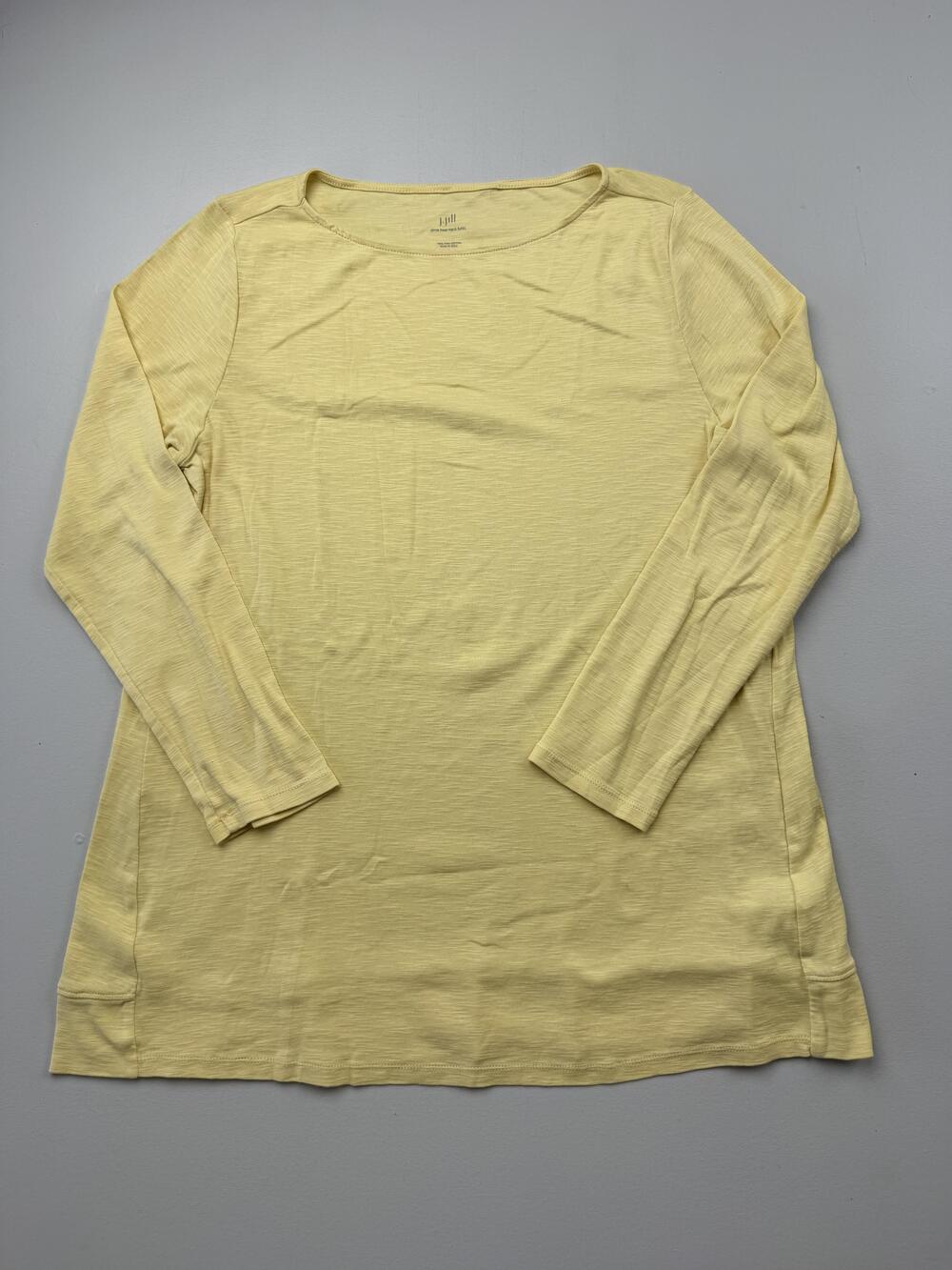 J. Jill Shirt Womens Large Yellow Boat Neck 3/4 Sleeve Pima Tunic Top Jersey